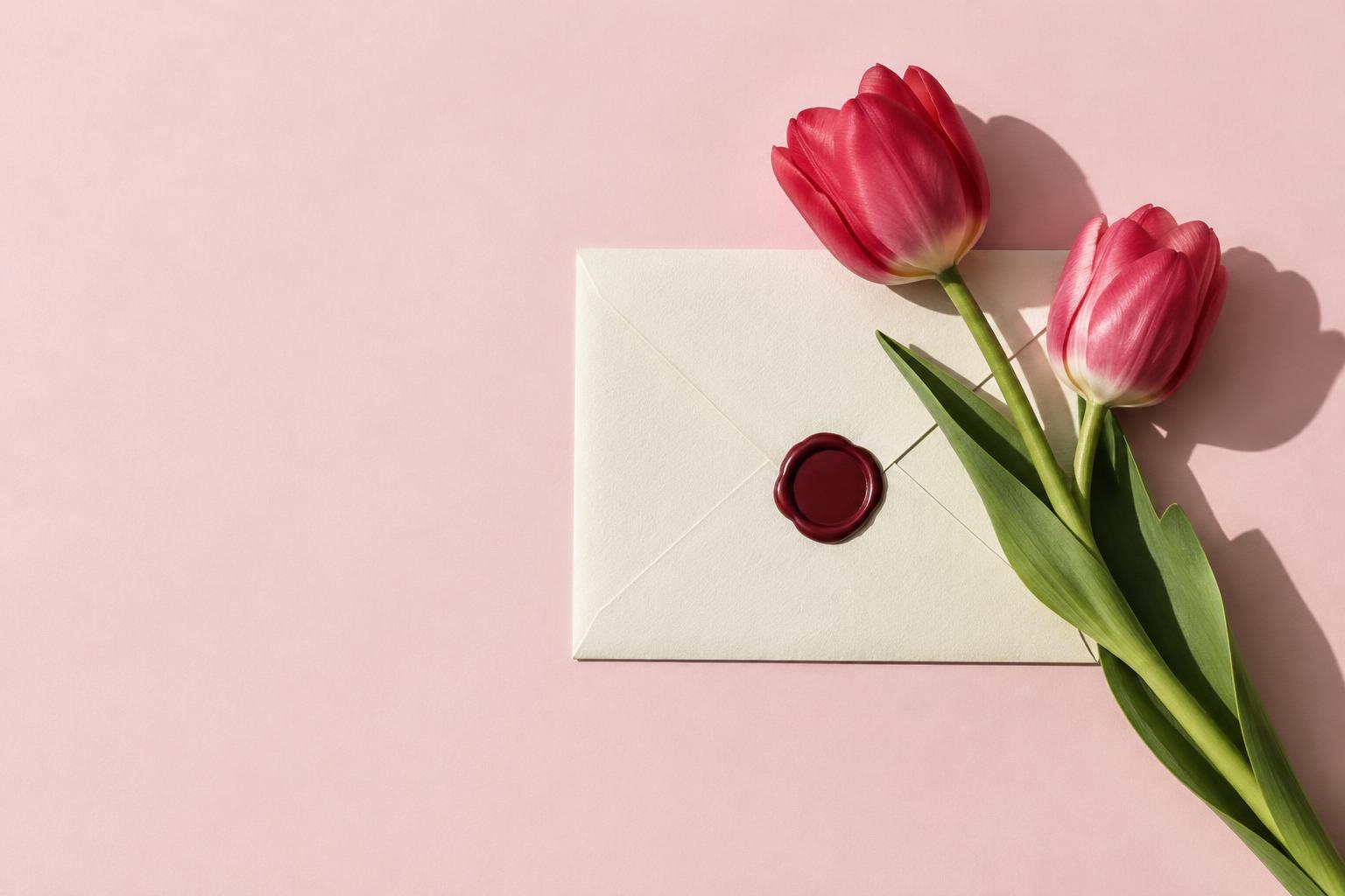 A sealed letter and two tulips, just for you